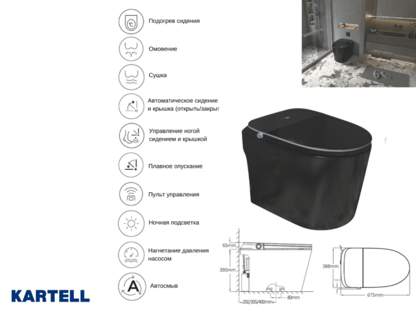 Умный унитаз-биде Kartell ZY-032-05 BlackMatt — изображение 6