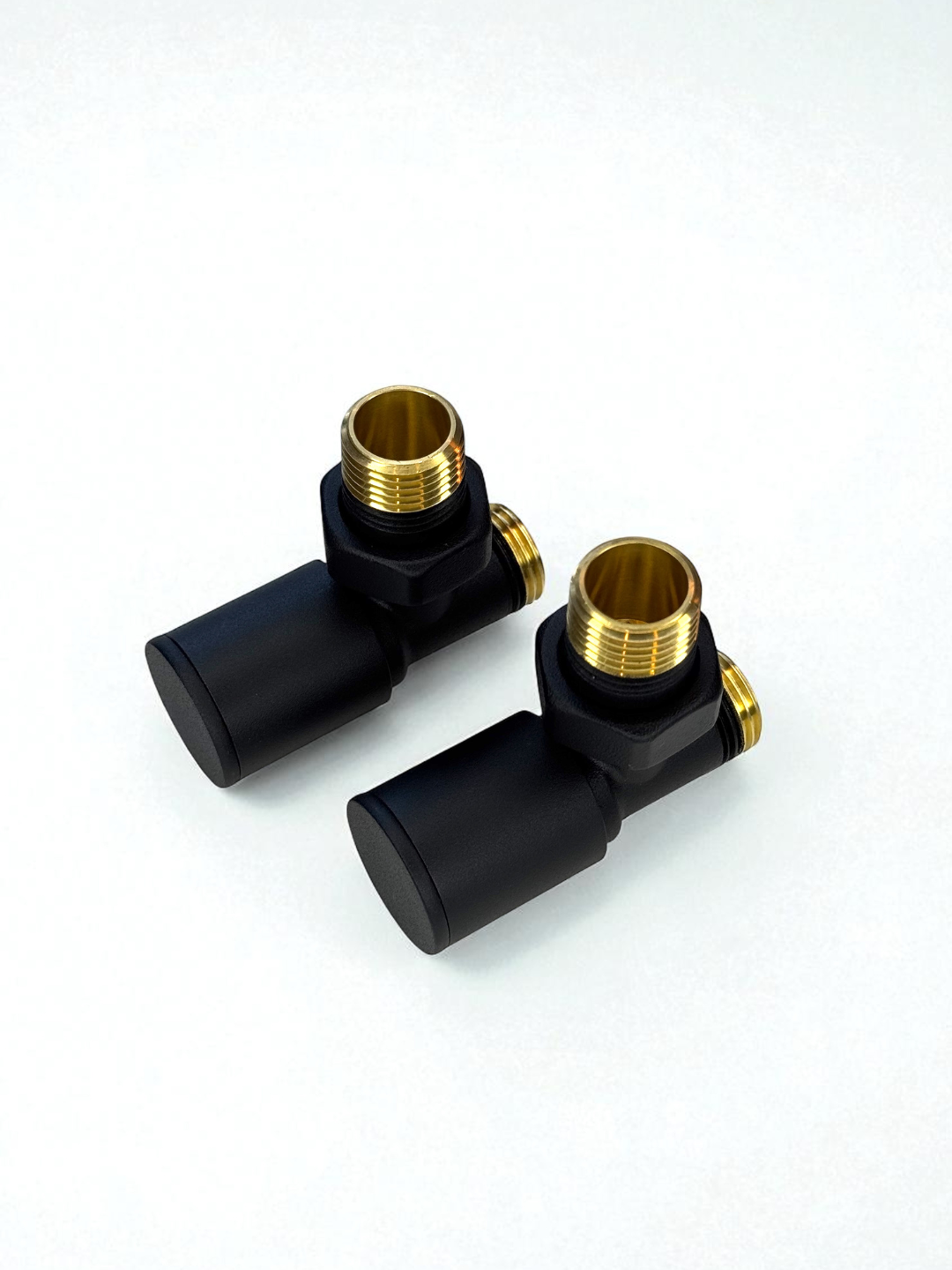 Краны для радиатора Brontego VL-12 1/2''x1/2'' нар.р./нар.р. Черный (Угловые)