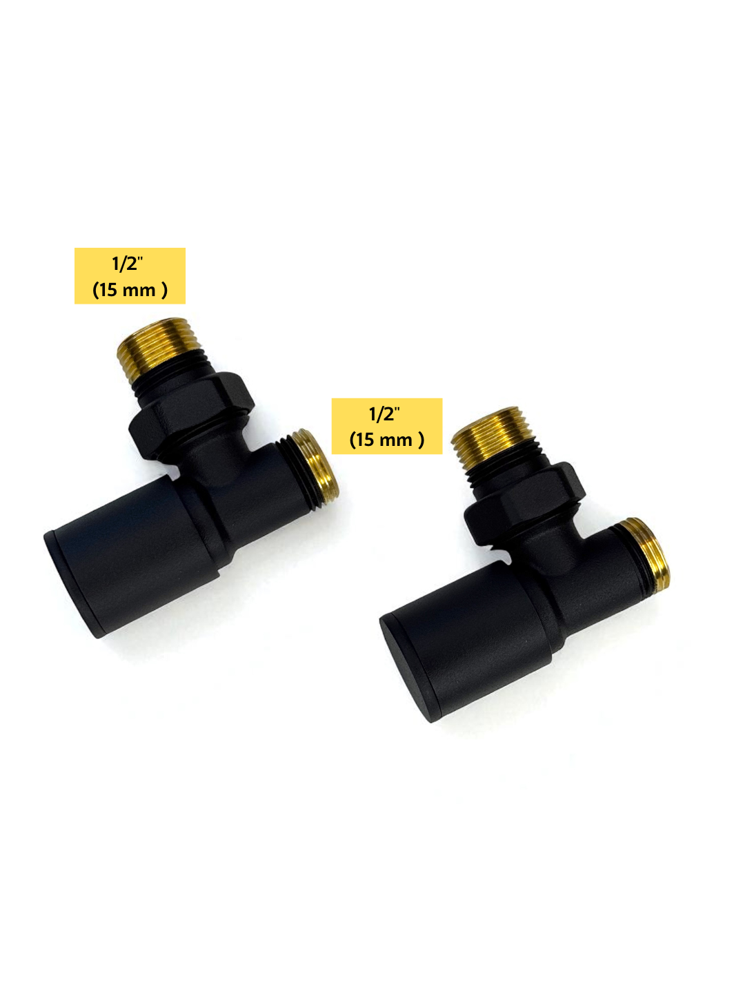 Краны для радиатора Brontego VL-12 1/2''x1/2'' нар.р./нар.р. Черный (Угловые) — изображение 2